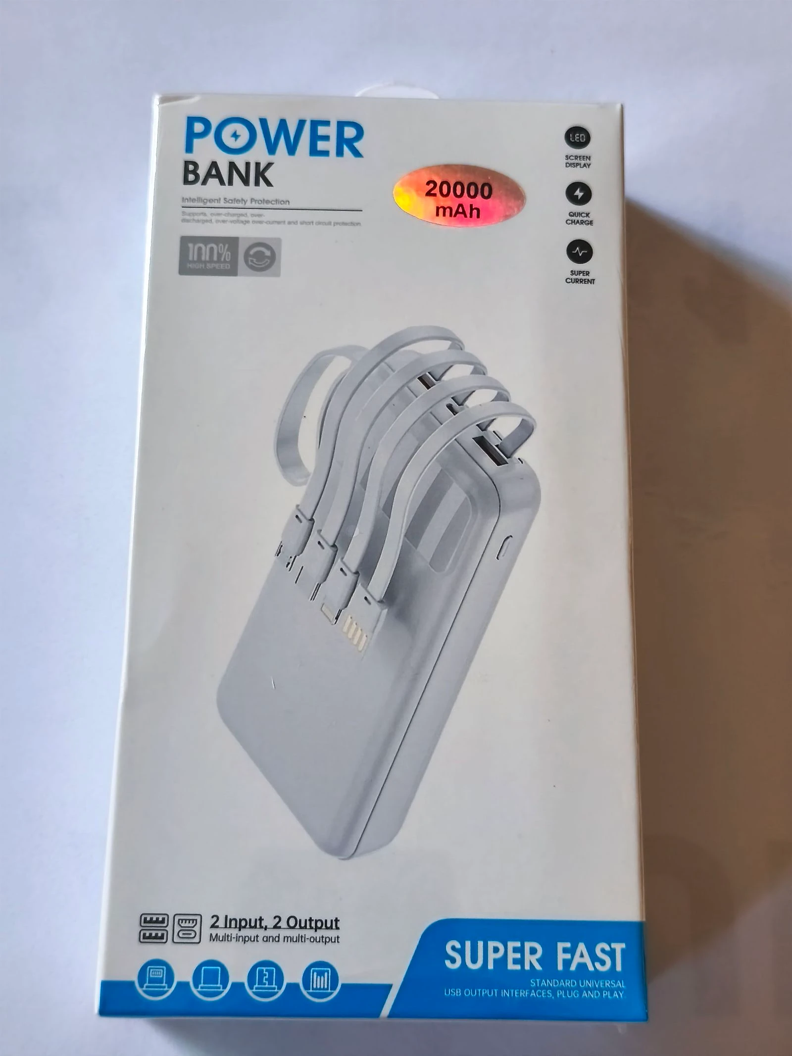 Power bank batería externa de 20000 Mah carga super rapida
